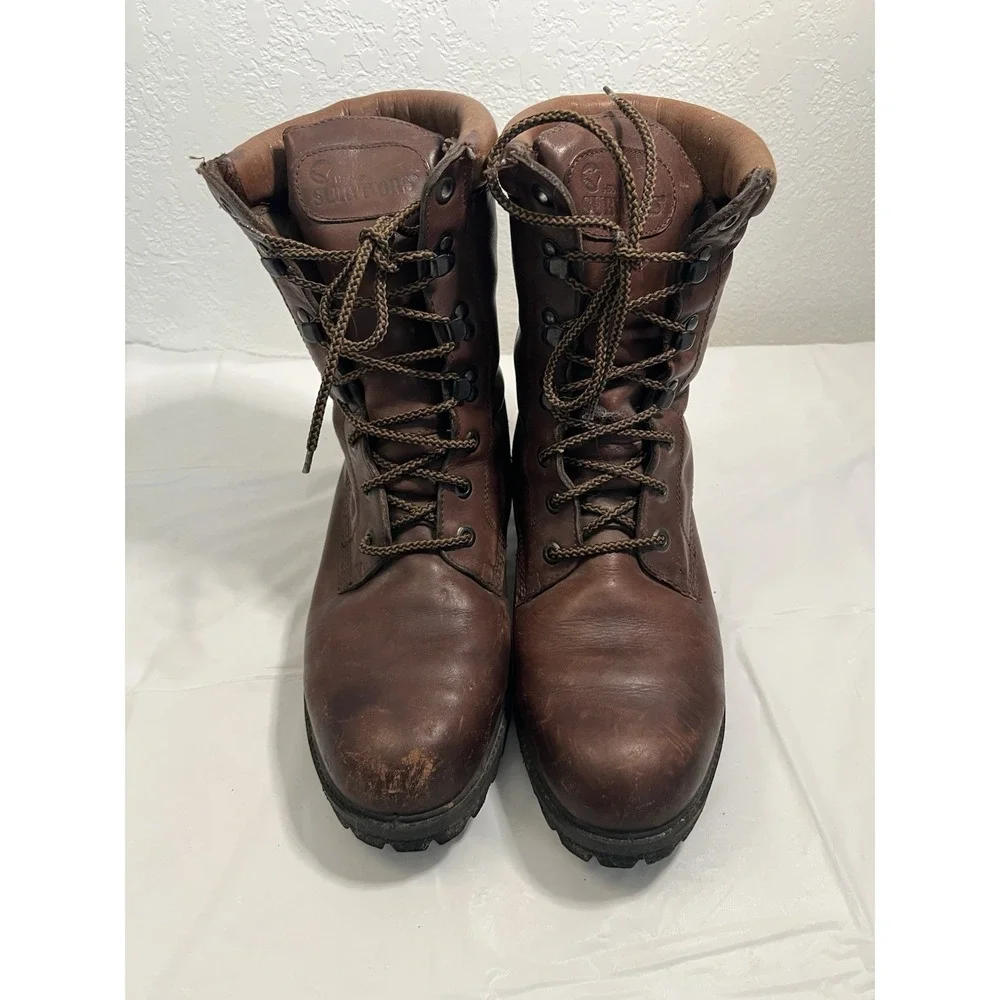 Mens Vintage Herman Survivor Boots Insulated Sz 10.5 Dk Brown Leather Lace Up